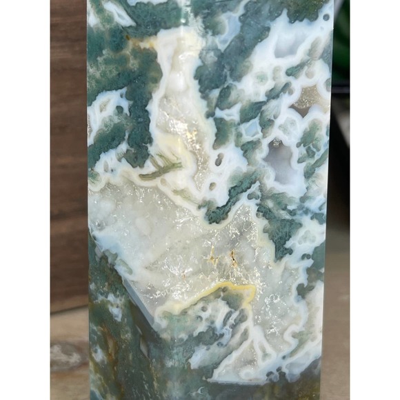 Moss Agate Druzy Tower Polished Stone Crystal - Picture 7 of 10